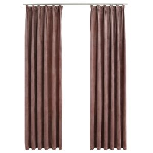 vidaXL cortinas opacas ganchos 2 pzas terciopelo rosa viejo 140x225 cm