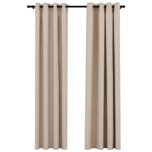 vidaXL cortinas opacas con ojales look de lino 2 pzas beige 140x245 cm