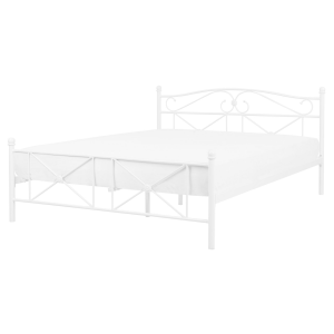 Cama con somier de metal blanco 160 x 200 cm rodez