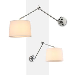 Aplique cilíndrico clásico articulado, aluminio cromado, pantalla E27