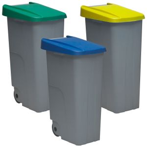 Denox pack de 3 contenedores reciclo de 110l cerrado  - 420x570x880 mm