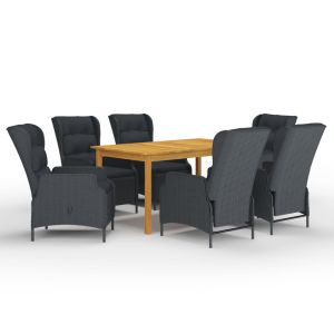 vidaXL juego de comedor para jardín de 7 piezas gris oscuro