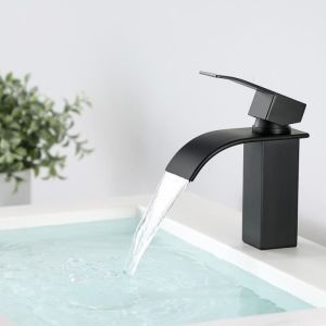 Mezclador de lavabo grifo de baño grifo de cascada - cecipa - negro - cromo