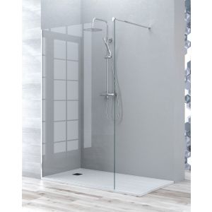 Mampara ducha fijo walk in | panel ducha transparente 110cm cromo brillo