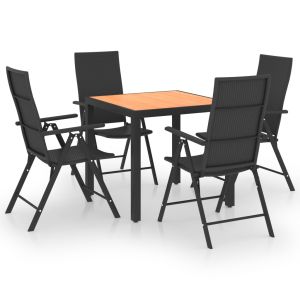 vidaXL juego de comedor de jardín 5 piezas negro y marrón