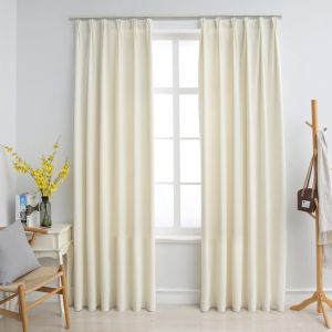 Cortinas opacas con ganchos 2 pzas terciopelo crema 140x245 cm es8106