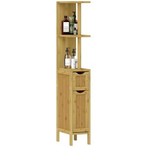 Columna de baño bambú, mdf color marrón 18x30x120 cm Homcom, hogar - baño