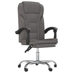 vidaXL silla de oficina reclinable cuero sintético gris