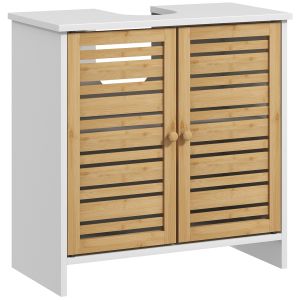 Mueble bajo lavabo bambú, mdf multicolor 60x30x60 cm Homcom, hogar - baño