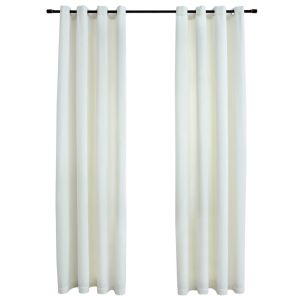 vidaXL cortinas opacas con anillas 2 pzas terciopelo crema 140x245 cm