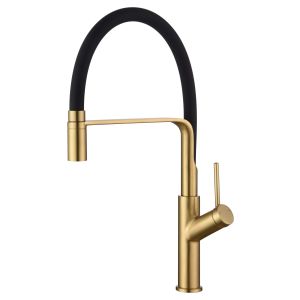 Grifo de cocina de fregadero flexible giratorio 360 oro cepillado