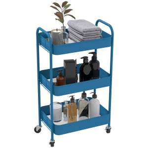 Carrito auxiliar acero color azul 45x30.6x79 cm homcom, hogar - cocina