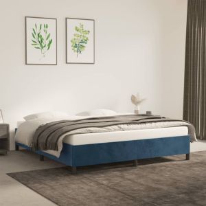 Cama 180x200 cm de terciopelo azul