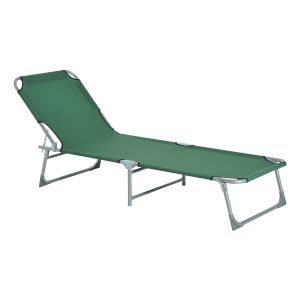 Tumbona plegable tela oxford, metal color verde 187x58x28 cm Outsunny