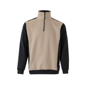 Sudadera bicolor cremallera m beige arena/negro