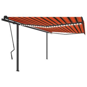 vidaXL toldo manual retráctil con LED naranja y marrón 4,5x3,5 m