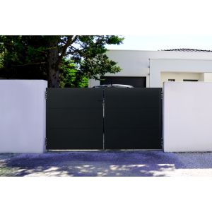 Puerta abatible de acero 3m nali h.160cm negro mate