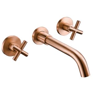 Grifo bimando lavabo empotrado carbini oro rosa dorado