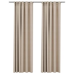 vidaXL cortinas opacas con ganchos look de lino 2 pzas beige 140x225cm