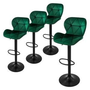 Juego 4x taburetes de bar verde sillas con respaldo asientos ajustables