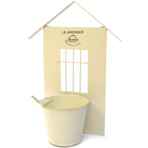 Jardinera de metal beige "le jardinier", para coLGar alt. 38 cm, lote de 2