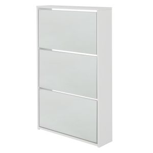 Armario zapatero mueble con 3 estantes recibidor blanco 63x17x113 cm