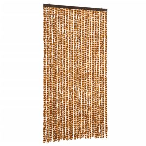 vidaXL cortina mosquitera chenilla ocre y blanco 100x220 cm