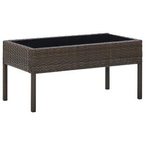 vidaXL mesa de jardín ratán sintético marrón 75x40x37 cm