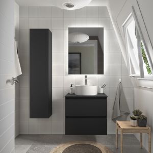 Mueble baño bequia 60 cm negro mate | lavabo +encimera