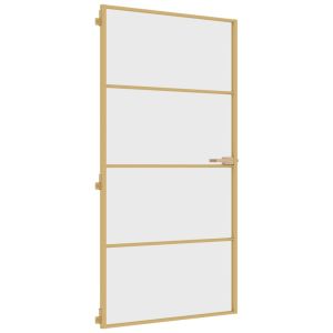 vidaXL puerta interior dorada vidrio templado aluminio 102,5x201,5 cm