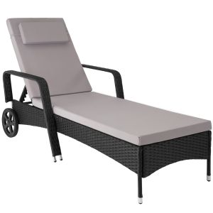 Tumbona de ratán y aluminio cassis negro
