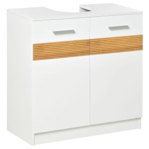 Móvel para lavatório pousar mdf e bambu branco 60x30x60.5 cm