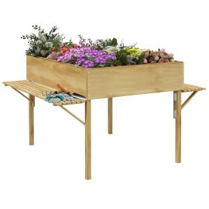 Mesa de cultivo madera de abeto color azul 122x91.5x89 cm outsunny