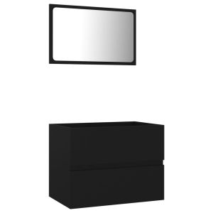 vidaXL juego de muebles de baño 2 pzas madera contrachapada negro