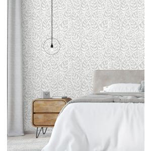 Papel pintado gaulan   de hojas moderno gris con 5.23m²