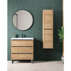 Mueble de baño al suelo con lavabo cerámico | 100 cm - roble natural