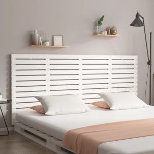 Cabecero cama de pared madera maciza pino blanco 206x3x91,5 cm