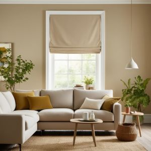 Estor plegable básico traslúcido beige 150 x 210