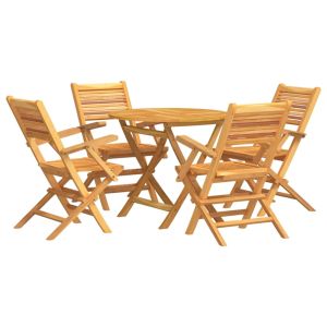 vidaXL juego de comedor para jardín 5 piezas madera maciza de teca