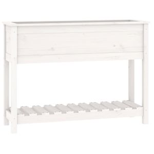 vidaXL jardinera con estante madera maciza pino blanca 111,5x34,5x81cm