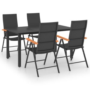 vidaXL juego de comedor para jardín 5 piezas negro y marrón