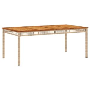 vidaXL mesa de jardín ratán sintético madera acacia beige 180x90x75 cm