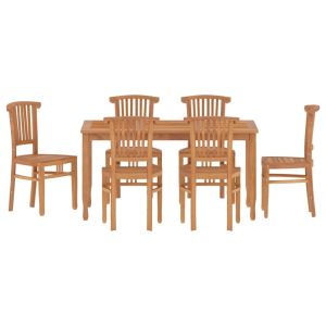 vidaXL juego de comedor de jardín 7 piezas madera maciza de teca