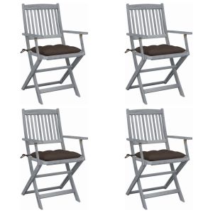vidaXL sillas de jardín plegables 4 uds cojines madera maciza acacia