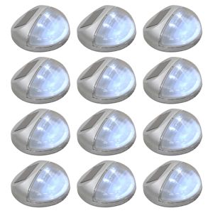 vidaXL lámparas solares LED de pared exterior 12 uds redondas plateada