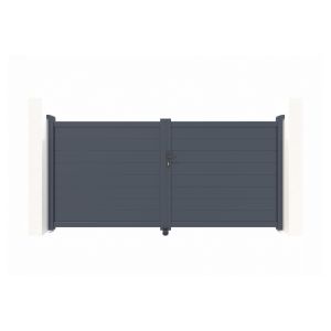 Pack puerta batiente eiger 300b140 + 2 postes de aluminio a. 166cm gris