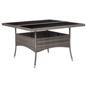 vidaXL mesa de comedor de jardín ratán sintético y vidrio gris