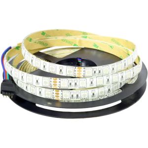 Tira LED 24v rgb, para exterior ip65, 60LED/m smd5050 adhesivo 3m bobina 5m