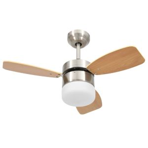 vidaXL ventilador de techo con luz con mando marrón claro 76 cm