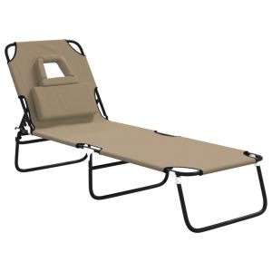 vidaXL tumbona plegable acero recubrimiento en polvo tela oxford taupe